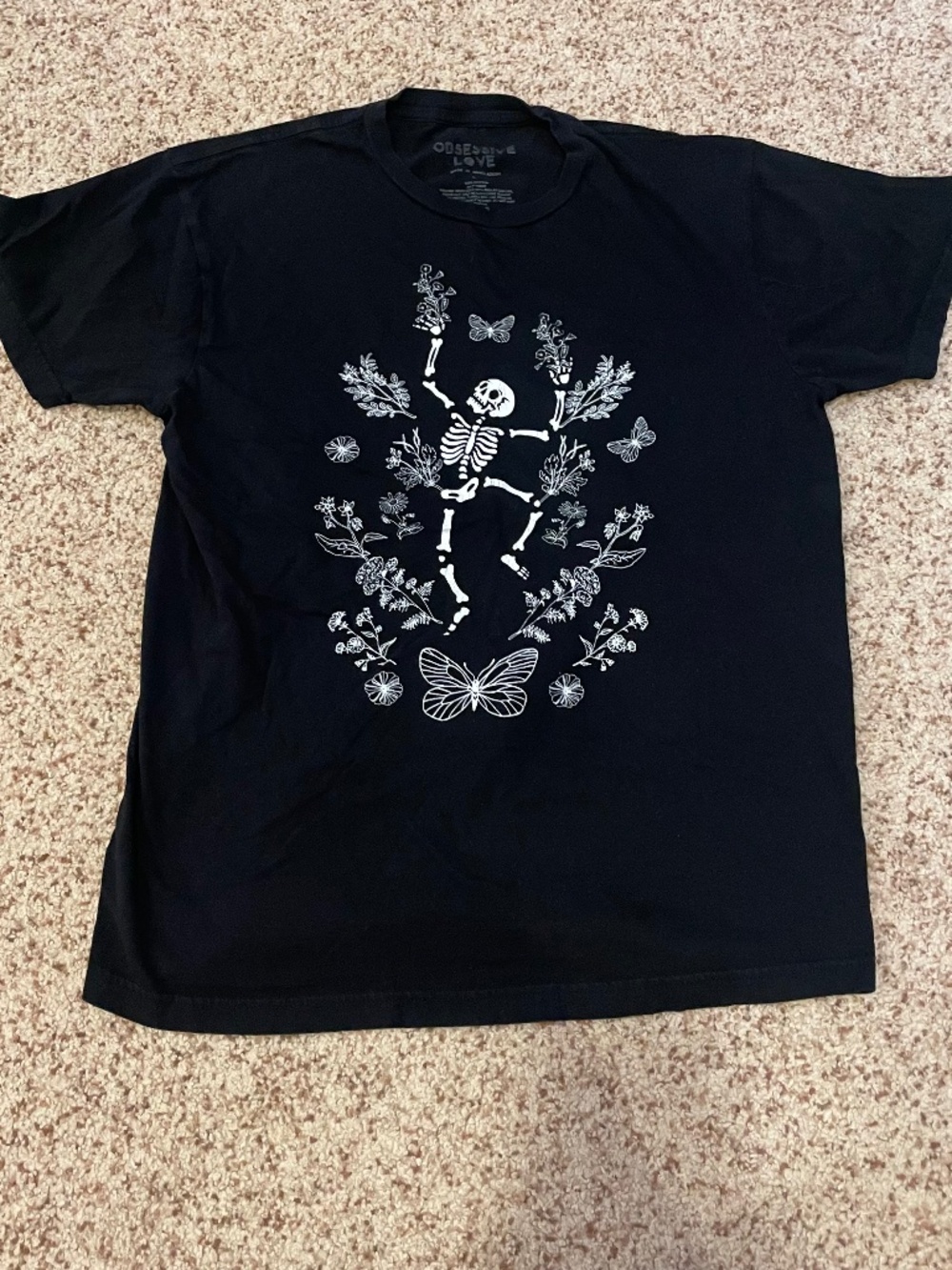 Obsessive Love Black Halloween Skeleton Tshirt Size L